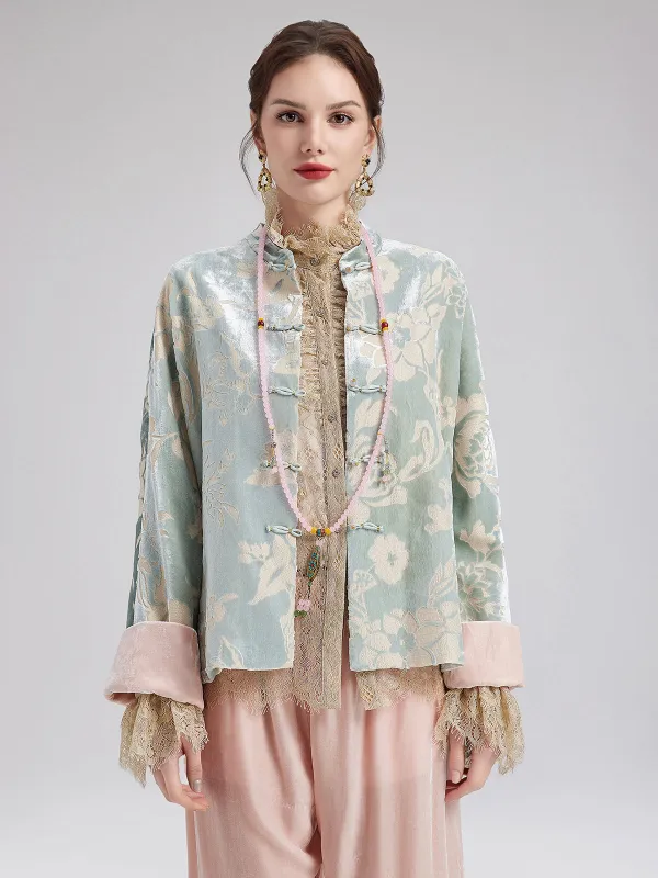 Neo Chinese Style Velvet Floral Jacket sold by Rich Radi Q's
