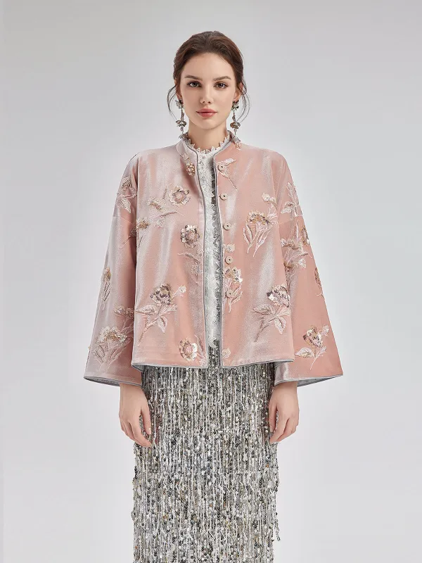 French Velvet Beaded Embroidered Cape Coat sold by Rich Radi Q's