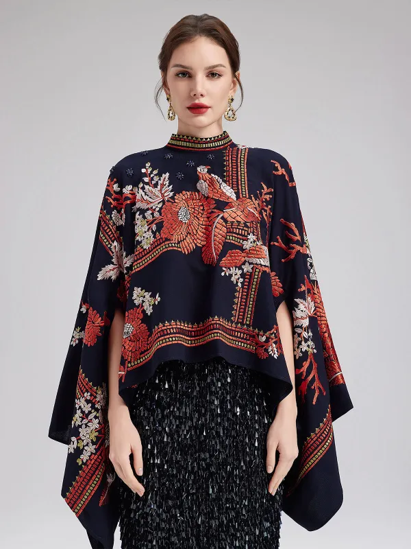 Magpie Embroidered Chinese-Inspired Cape Blouses sold by Rich Radi Q's