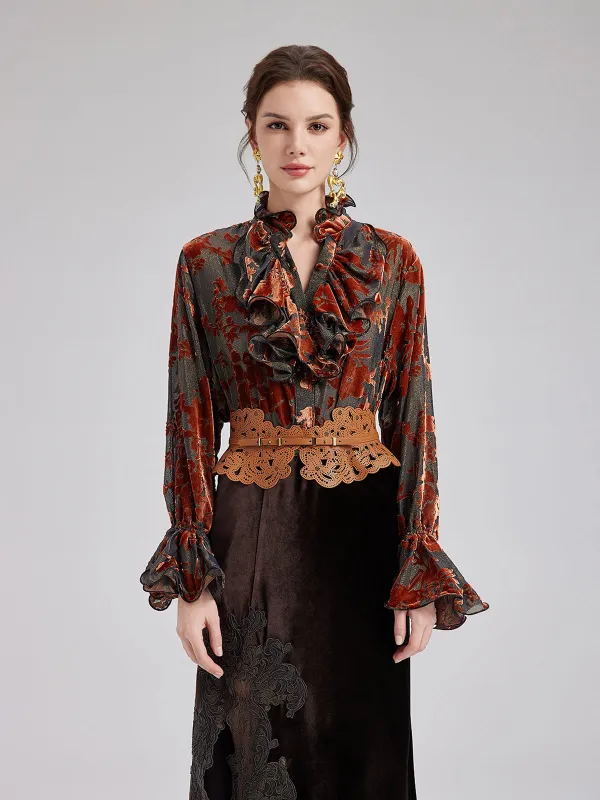 Glittery Silk Burnout Velvet Blouse sold by Rich Radi Q's