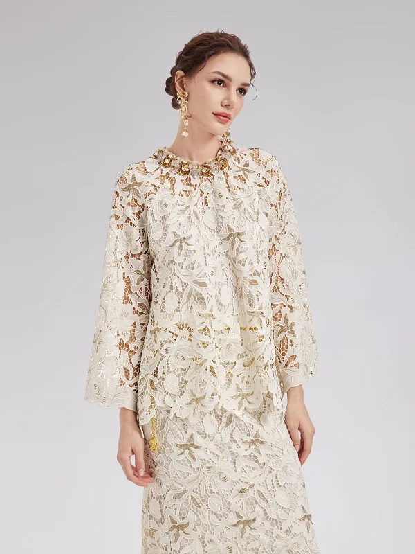 Textured Lace Beaded Top sold by Rich Radi Q's