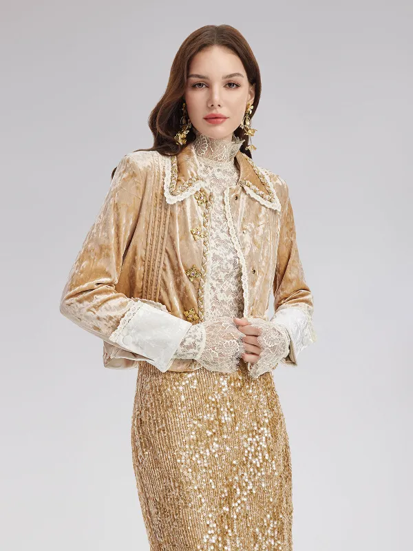 Velvet Lace Trim Short Jacket sold by Rich Radi Q's