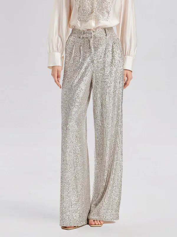 Light Luxury Sequin Wide-Leg Pants sold by Rich Radi Q's