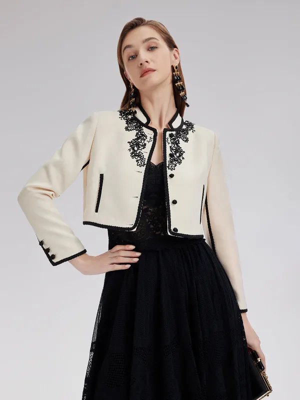 3D Cord Embroidery Silk Wool Cropped Jacket sold by Rich Radi Q's