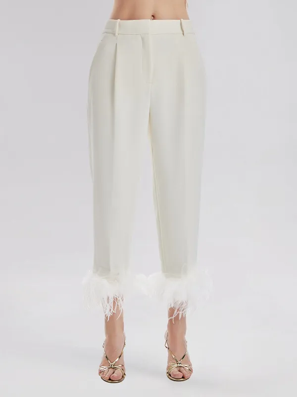 High-Waist Feather Trim Pants made by Rich Radi Q's