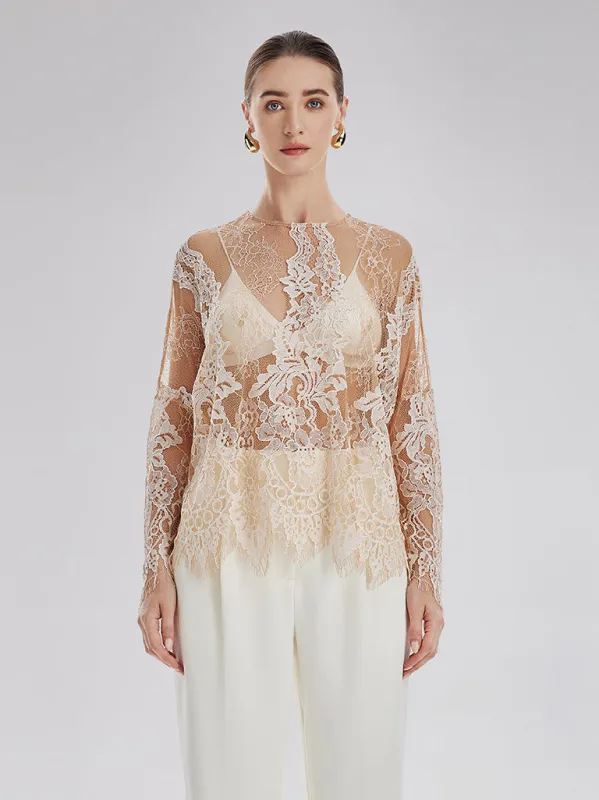 Lace Embroidered Mesh Top sold by Rich Radi Q's