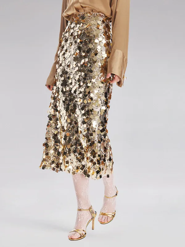 Gold Sequin Rock Skirt sold by Rich Radi Q's
