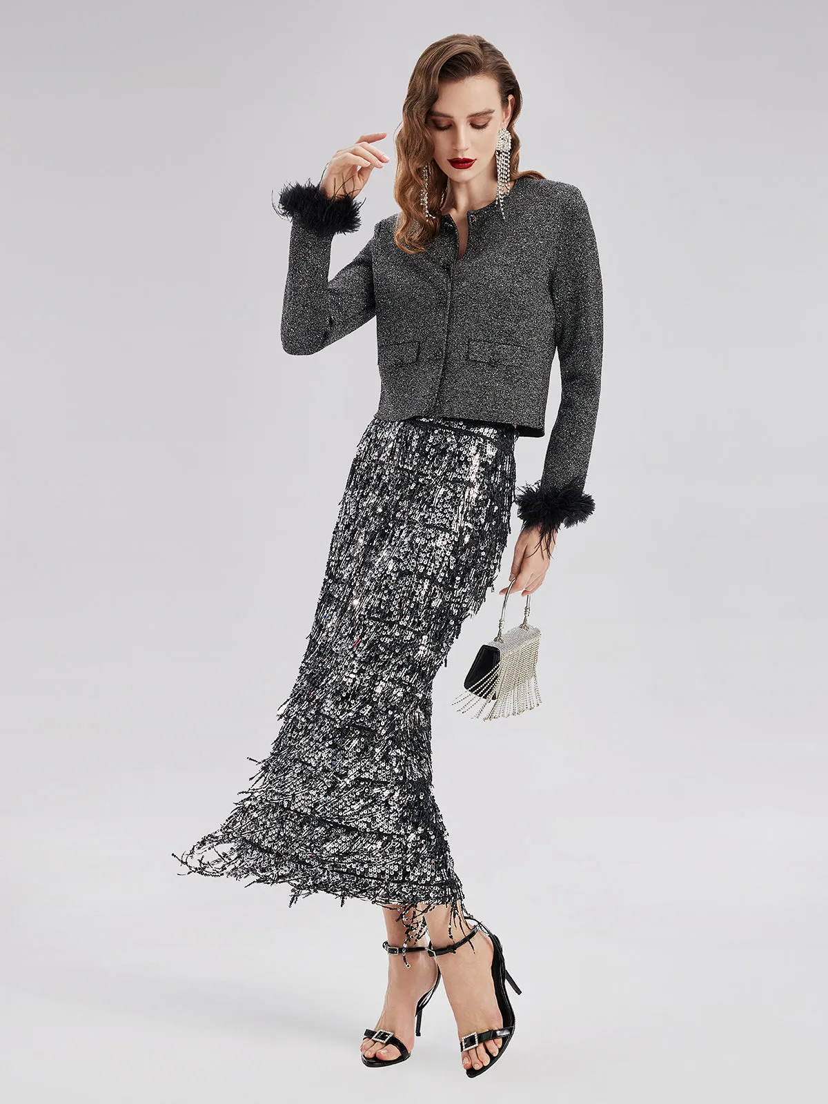 Luxurious Removable Feather Wool Knit Jacket sold by Rich Radi Q's product image thumbnail 3