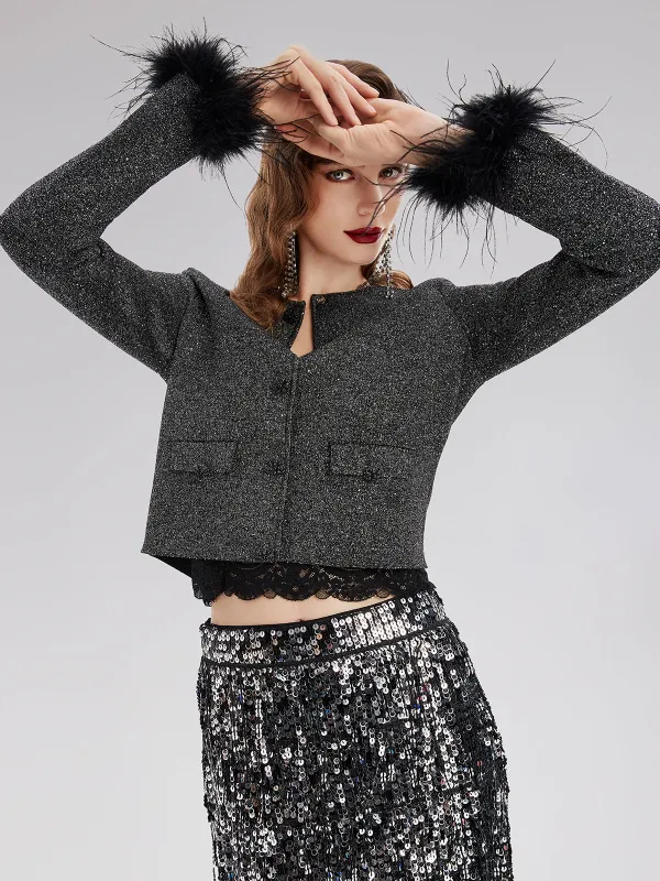 Luxurious Removable Feather Wool Knit Jacket made by Rich Radi Q's