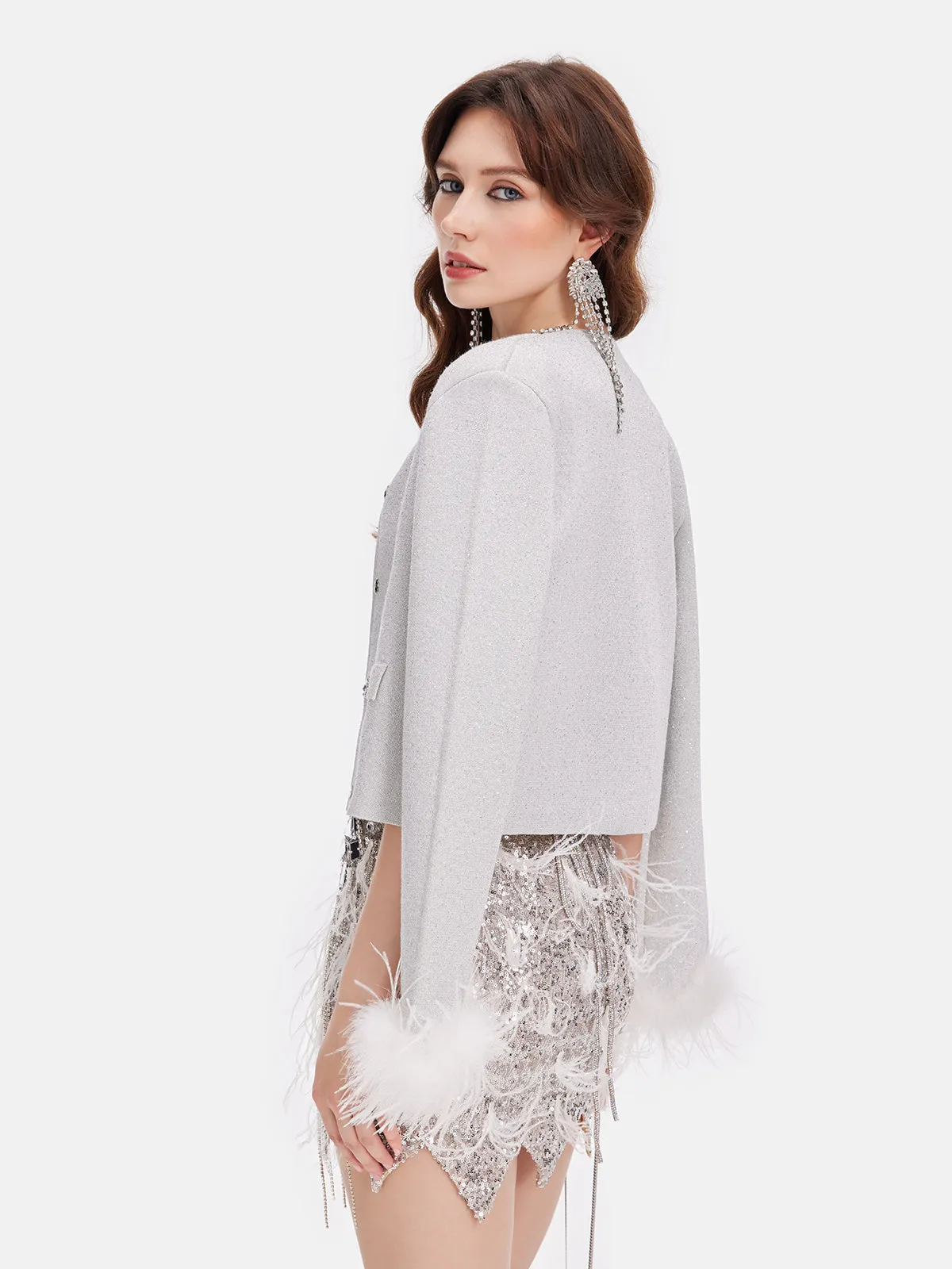 Luxurious Removable Feather Wool Knit Jacket sold by Rich Radi Q's product image thumbnail 5