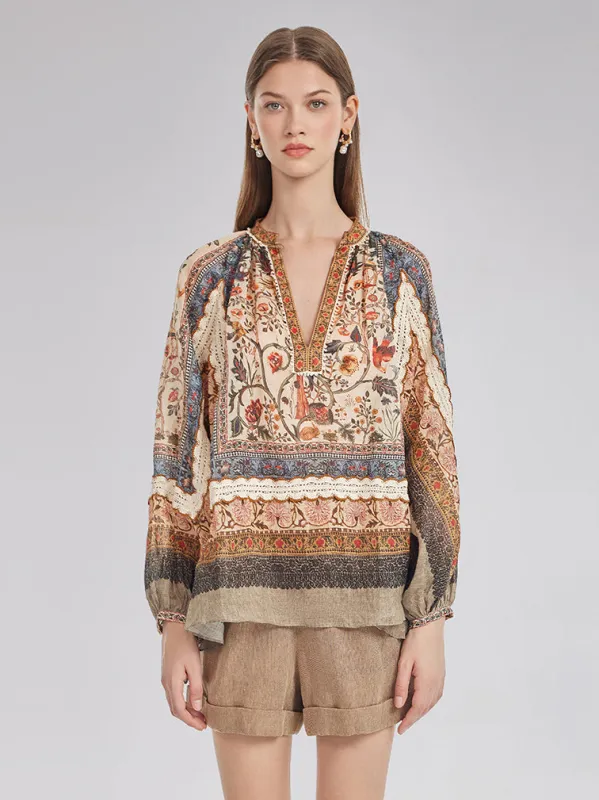 Ramie Print Lace Shirt sold by Rich Radi Q's