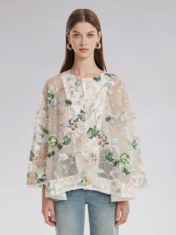 Sequin Floral Embroidered Shirt sold by Rich Radi Q's