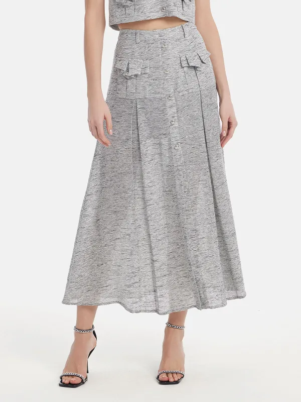 Light Grey Minimalist A-line Skirt sold by Rich Radi Q's