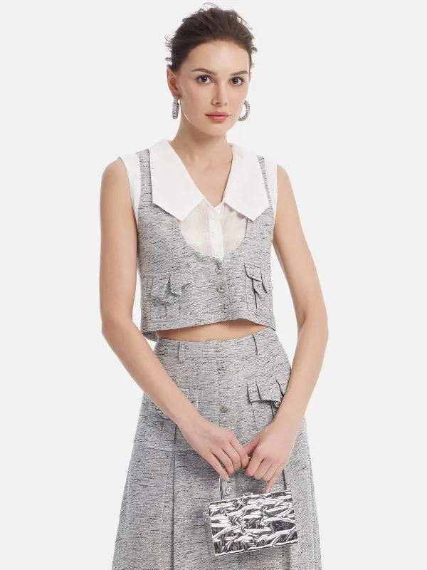 Light Grey Artistic Layered Top sold by Rich Radi Q's