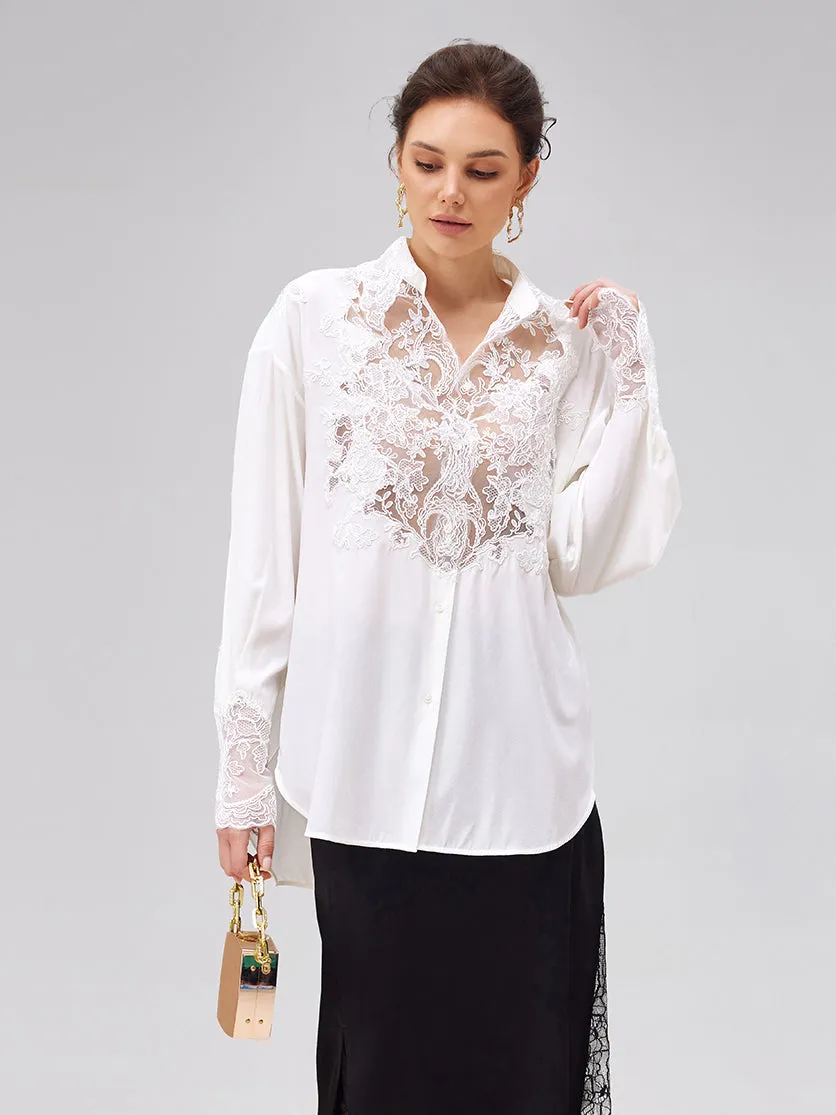 Rope Lace Embroidered Premium Silk Blouse sold by Rich Radi Q's