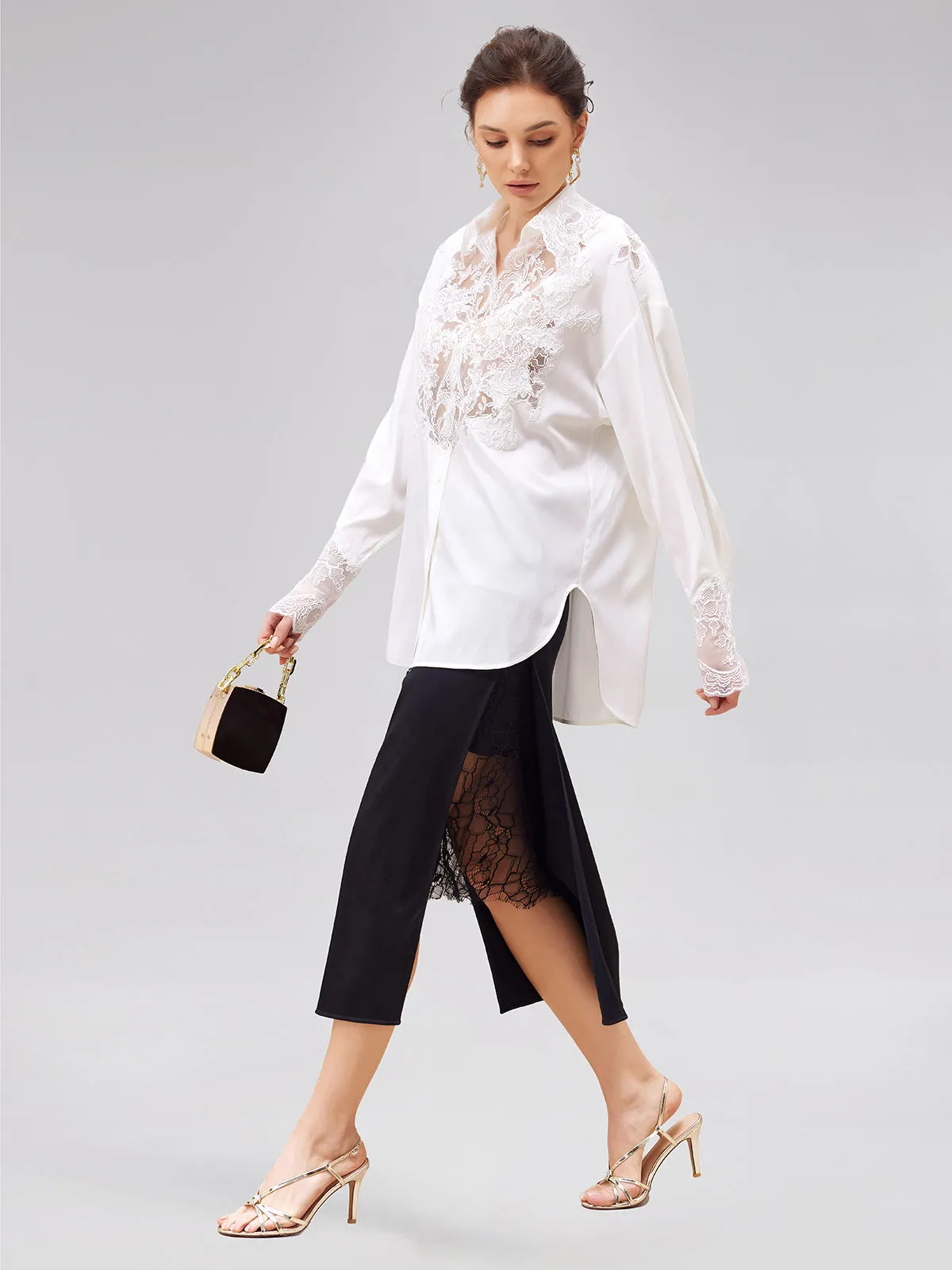Rope Lace Embroidered Premium Silk Blouse sold by Rich Radi Q's product image thumbnail 4