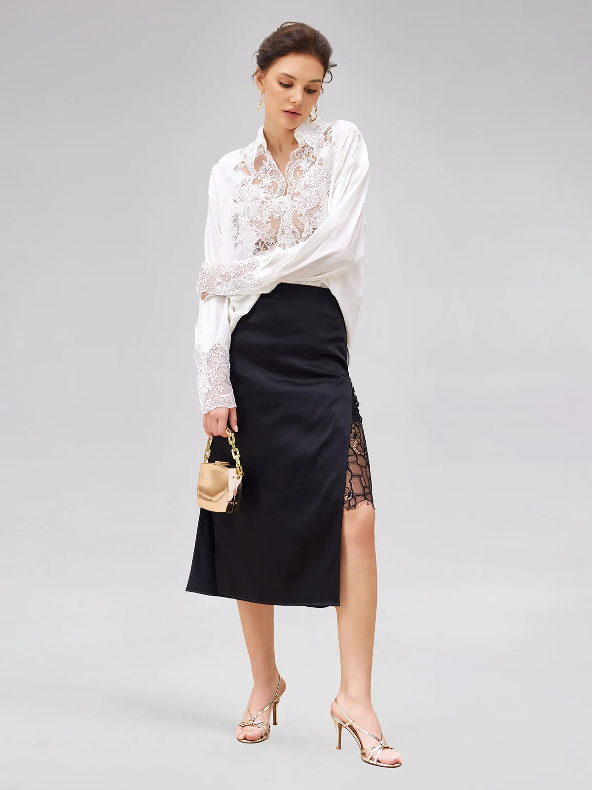 Rope Lace Embroidered Premium Silk Blouse sold by Rich Radi Q's product image thumbnail 5