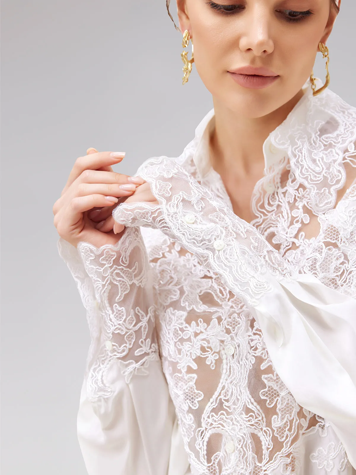 Rope Lace Embroidered Premium Silk Blouse sold by Rich Radi Q's product image thumbnail 2
