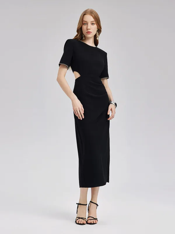 Rhinestone Trim Acetate Cut Out Dress made by Rich Radi Q's