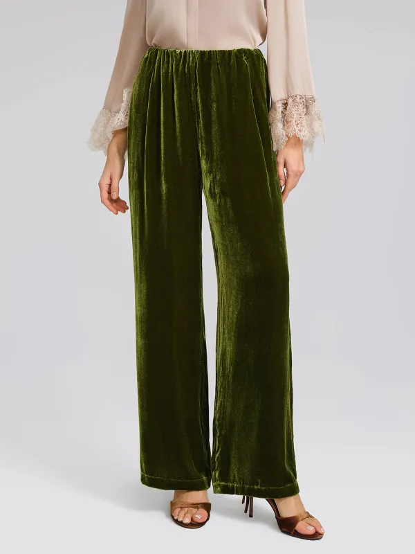 Silk Velvet Elastic-Waist Wide-Leg Pants sold by Rich Radi Q's