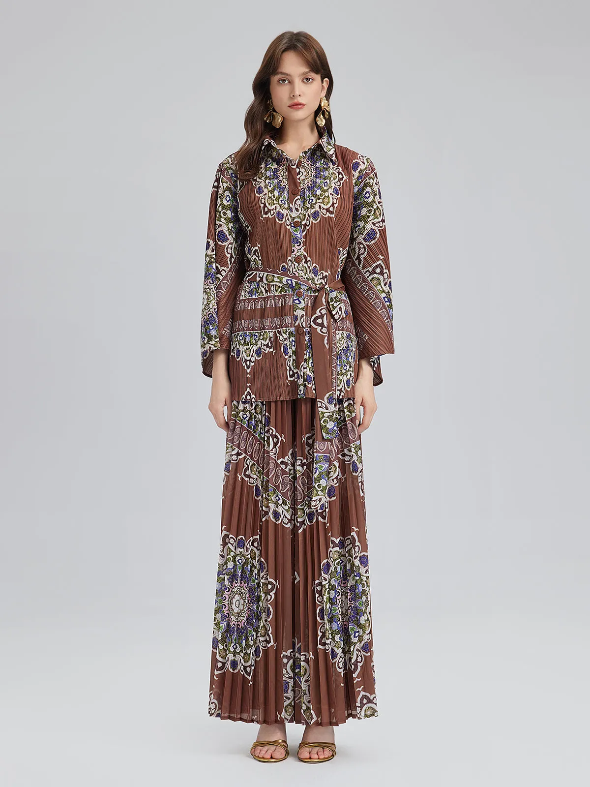 Private Access | Pleated Print Top & Wide-Leg Pants Set sold by Rich Radi Q's product image thumbnail 4