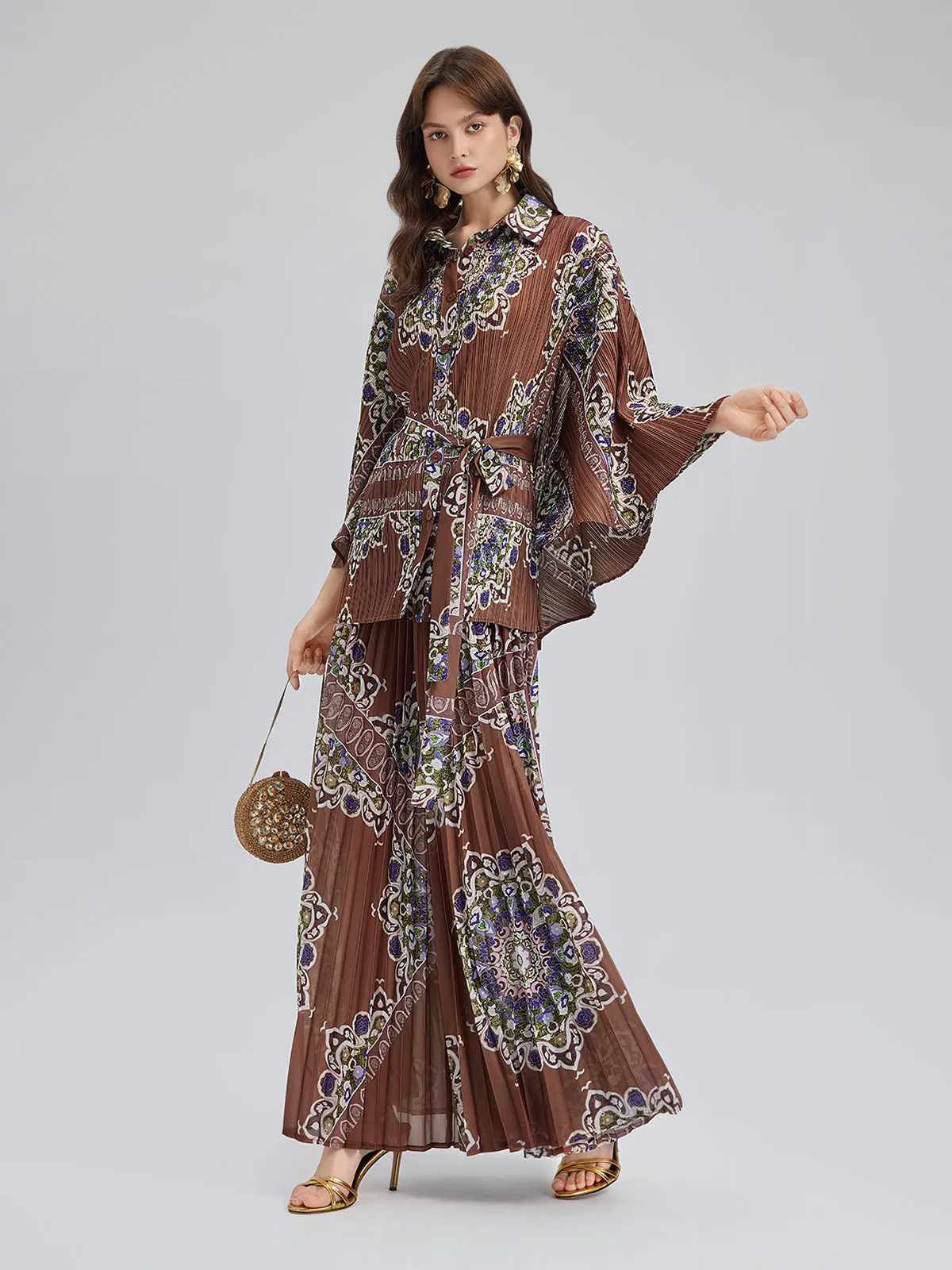 Private Access | Pleated Print Top & Wide-Leg Pants Set sold by Rich Radi Q's product image thumbnail 5