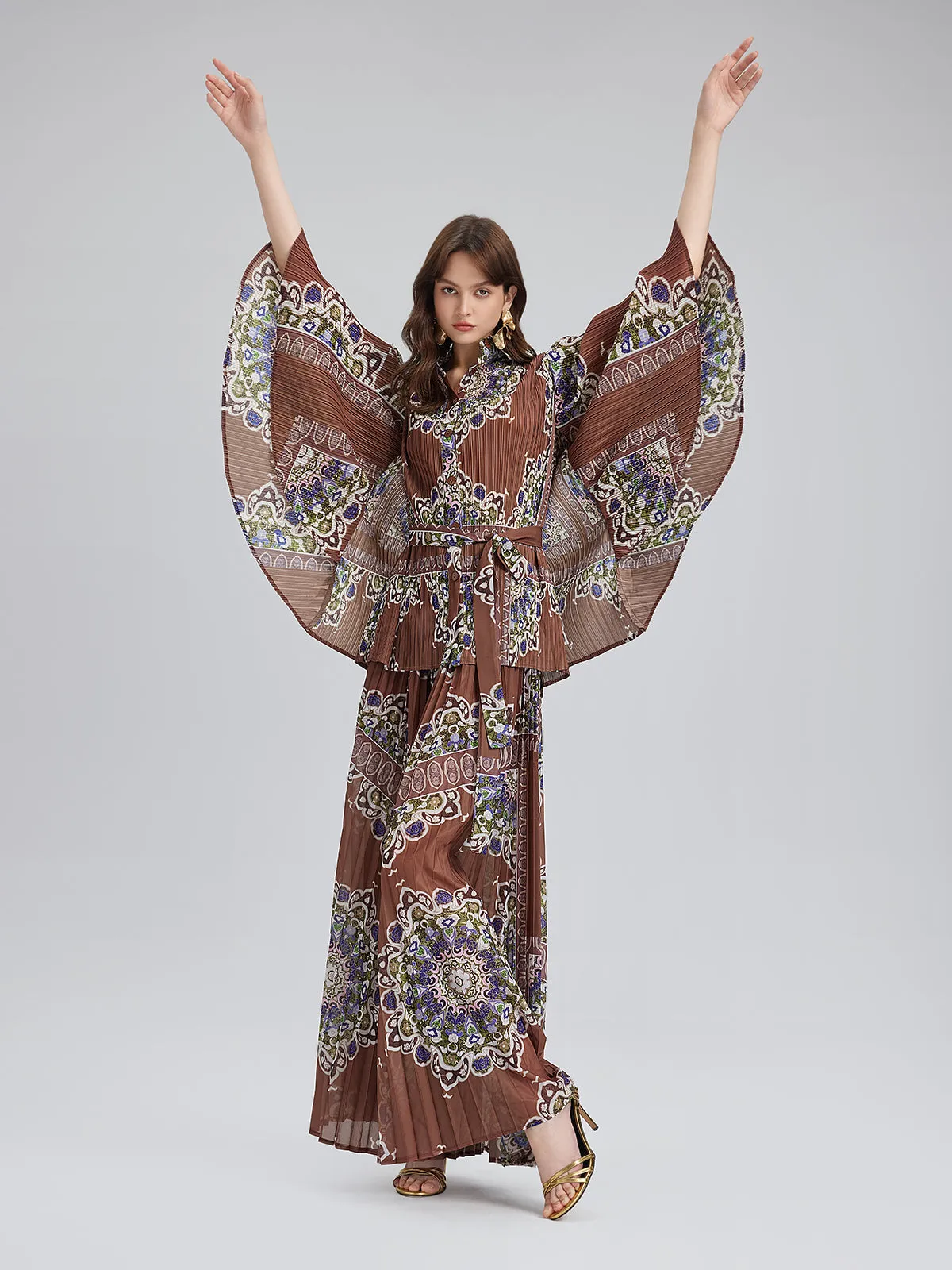 Private Access | Pleated Print Top & Wide-Leg Pants Set sold by Rich Radi Q's product image thumbnail 2