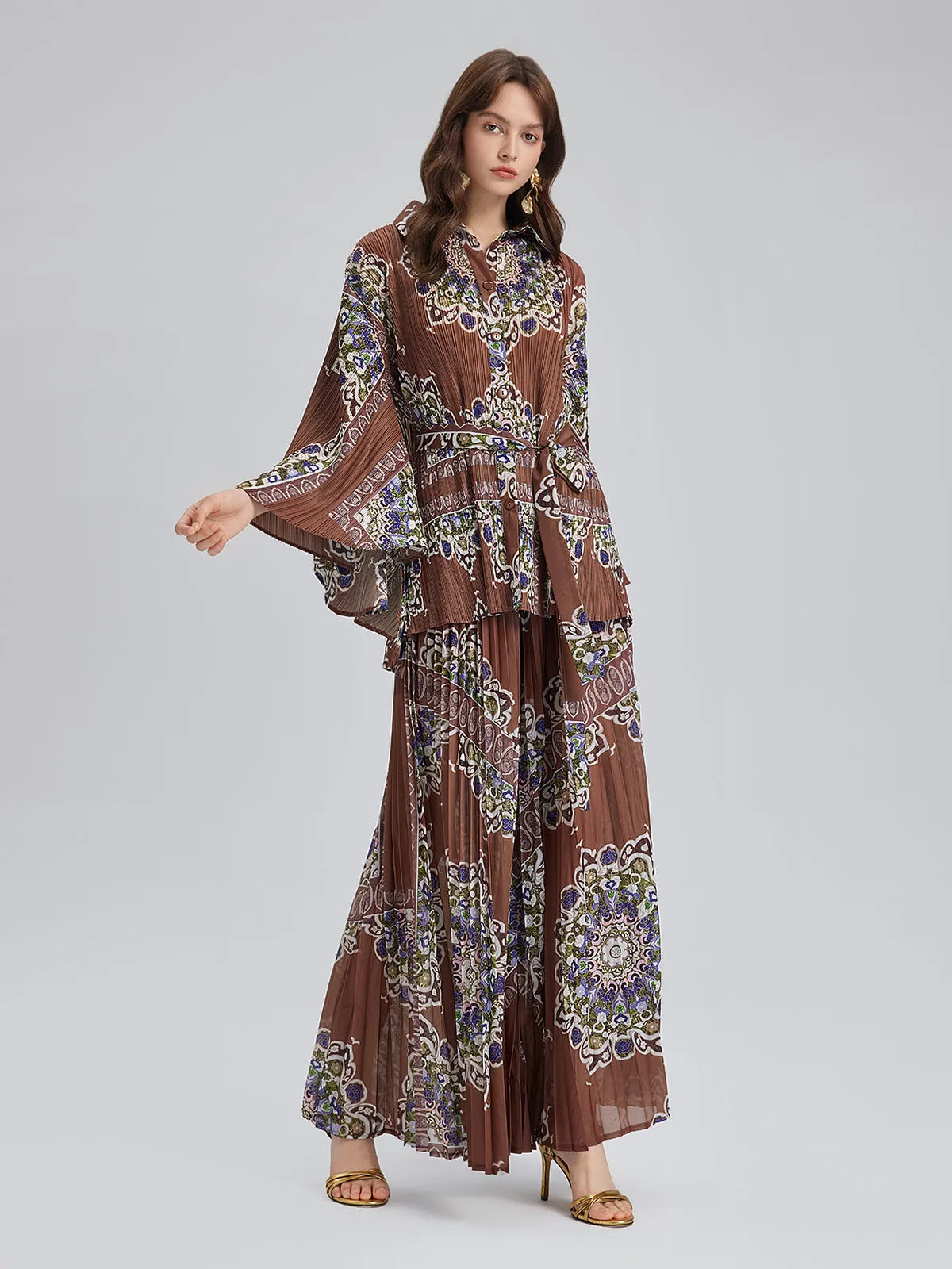 Private Access | Pleated Print Top & Wide-Leg Pants Set sold by Rich Radi Q's product image thumbnail 3