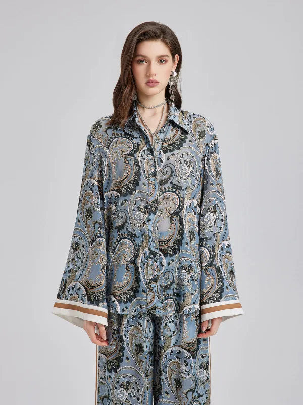 Private Access | Versatile Bohemian Print Long Sleeve Shirt sold by Rich Radi Q's