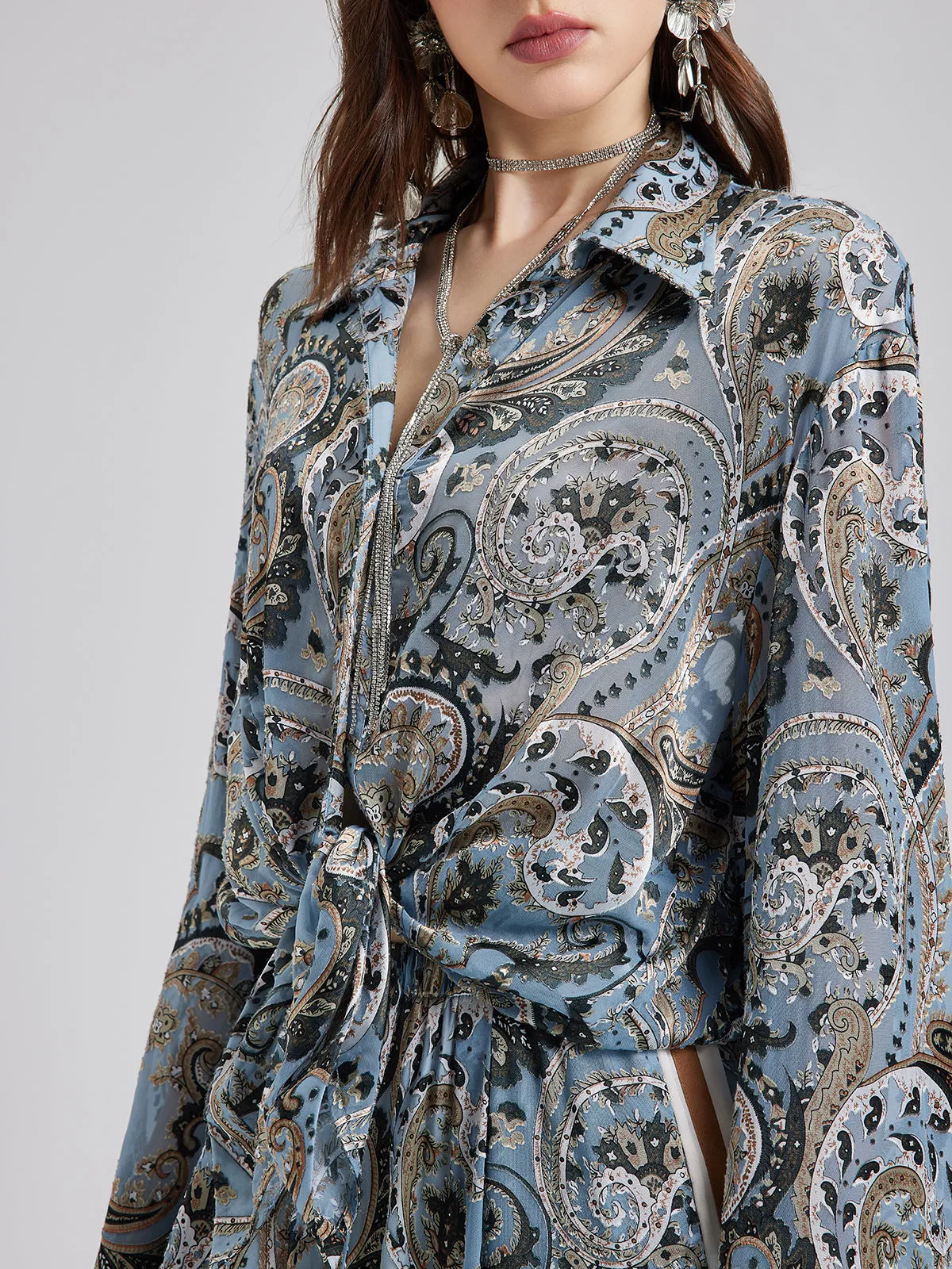 Private Access | Versatile Bohemian Print Long Sleeve Shirt sold by Rich Radi Q's product image thumbnail 5