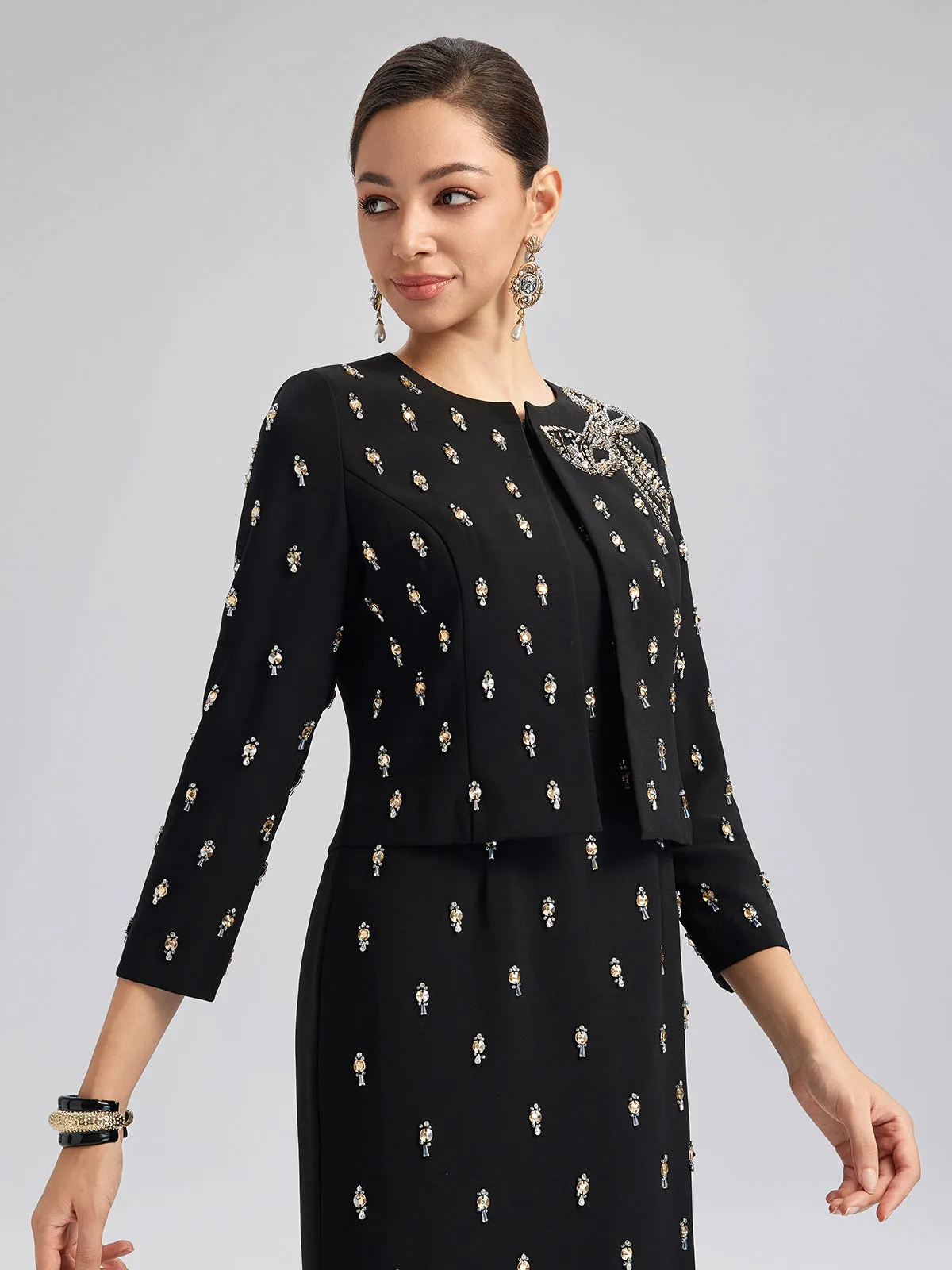 Hand-Beaded Bow Detail Jacket sold by Rich Radi Q's product image thumbnail 4