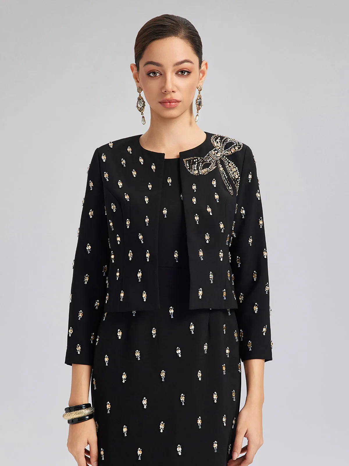 Hand-Beaded Bow Detail Jacket sold by Rich Radi Q's product image thumbnail 2