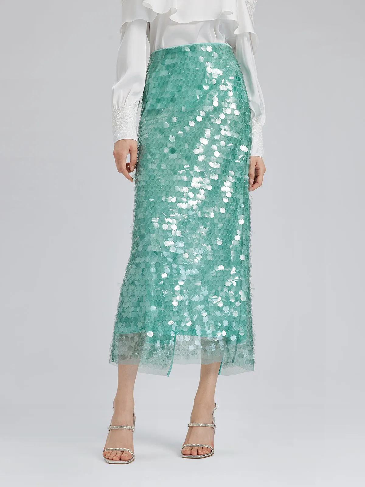 Elastic Sequin Mermaid Mint Skirt sold by Rich Radi Q's