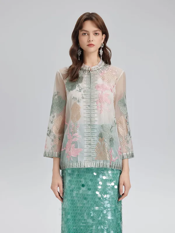 Silk Organza Embroidered Shirt sold by Rich Radi Q's