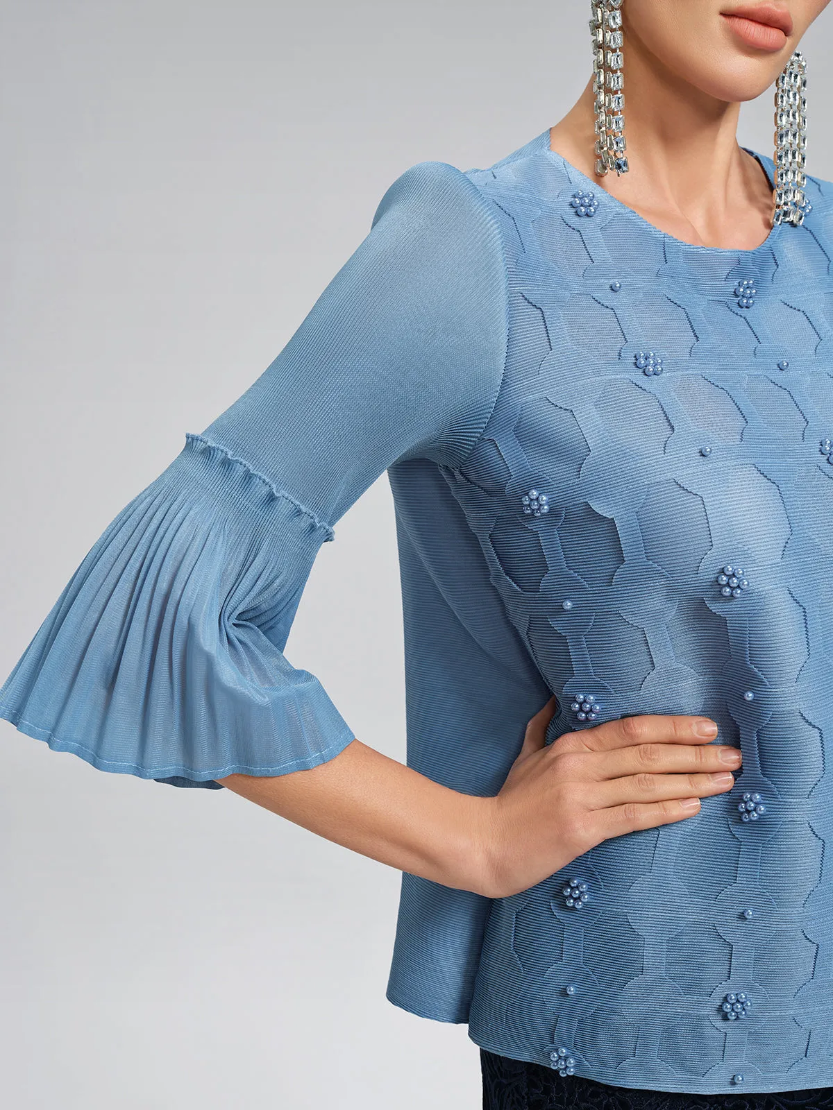 Beaded Pleated Bell-Sleeve Top sold by Rich Radi Q's product image thumbnail 2