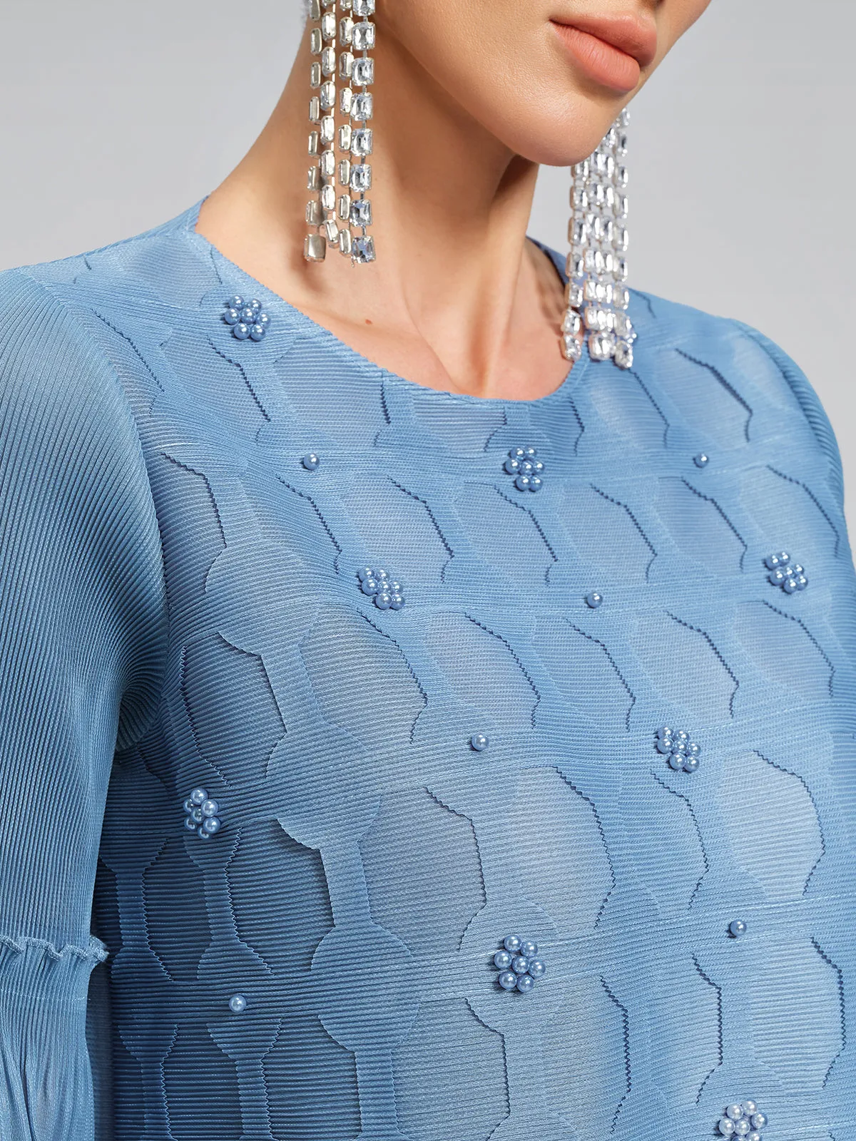 Beaded Pleated Bell-Sleeve Top sold by Rich Radi Q's product image thumbnail 3