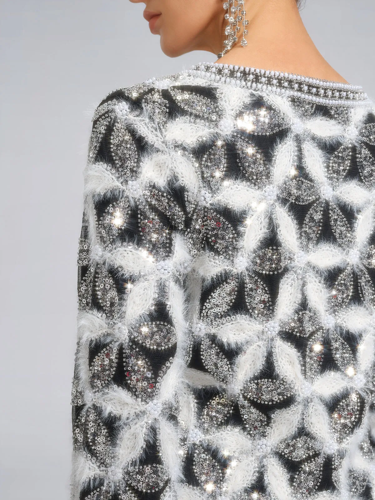 Beaded Floral Long-Sleeve Knit Sweater sold by Rich Radi Q's product image thumbnail 3