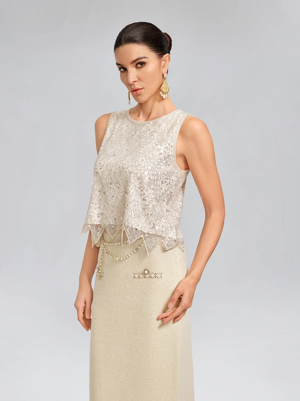 Triangle Hem Sequin Beaded Vest sold by Rich Radi Q's product image thumbnail 5