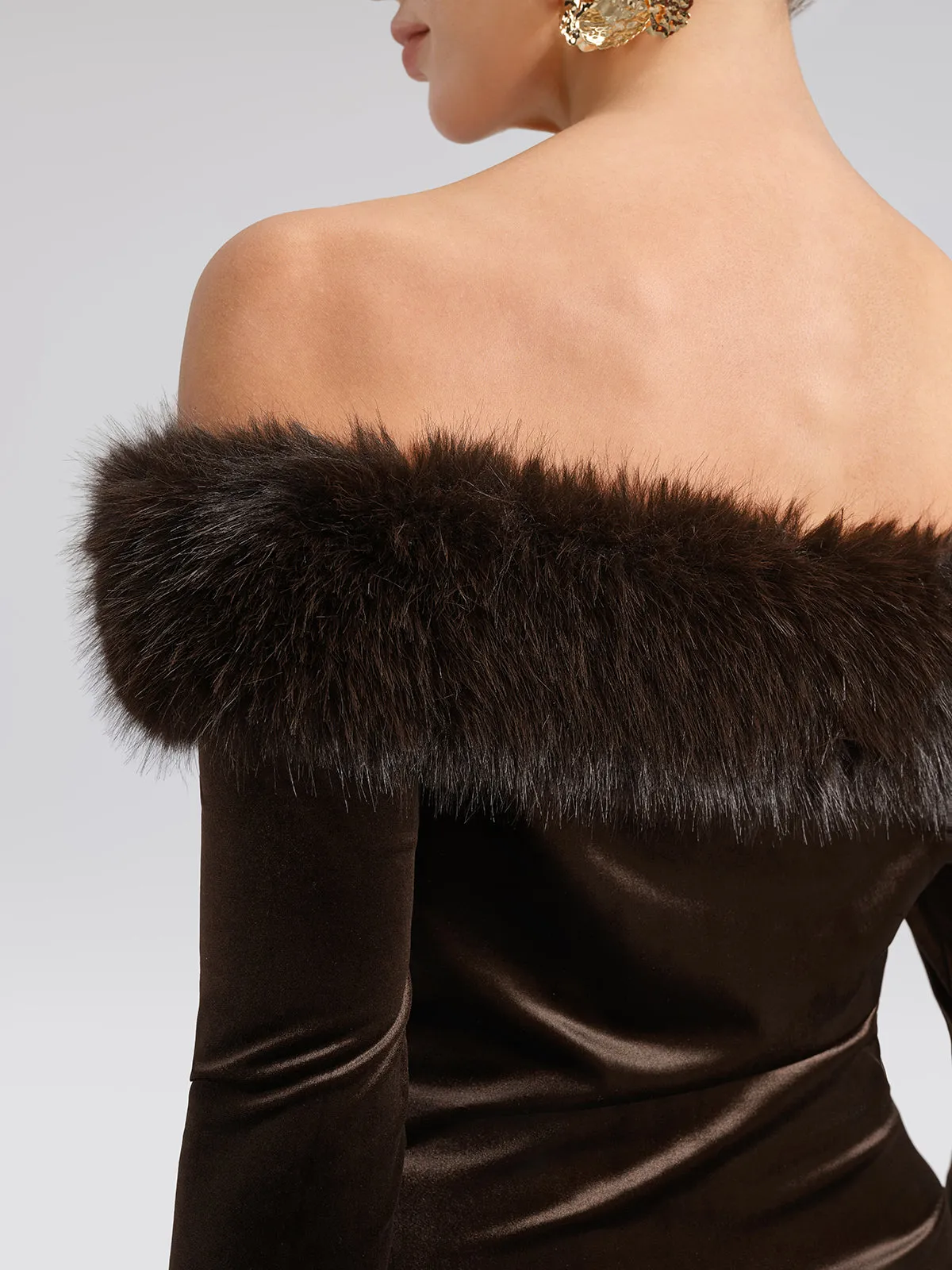 Faux-Fur Off-Shoulder Velvet Top sold by Rich Radi Q's product image thumbnail 3