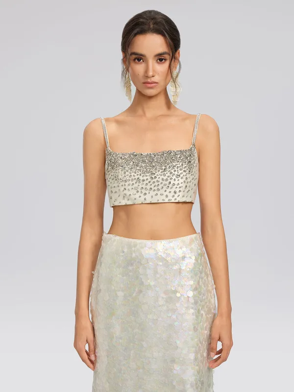 Hand-Beaded Rhinestone Bustier Top made by Rich Radi Q's