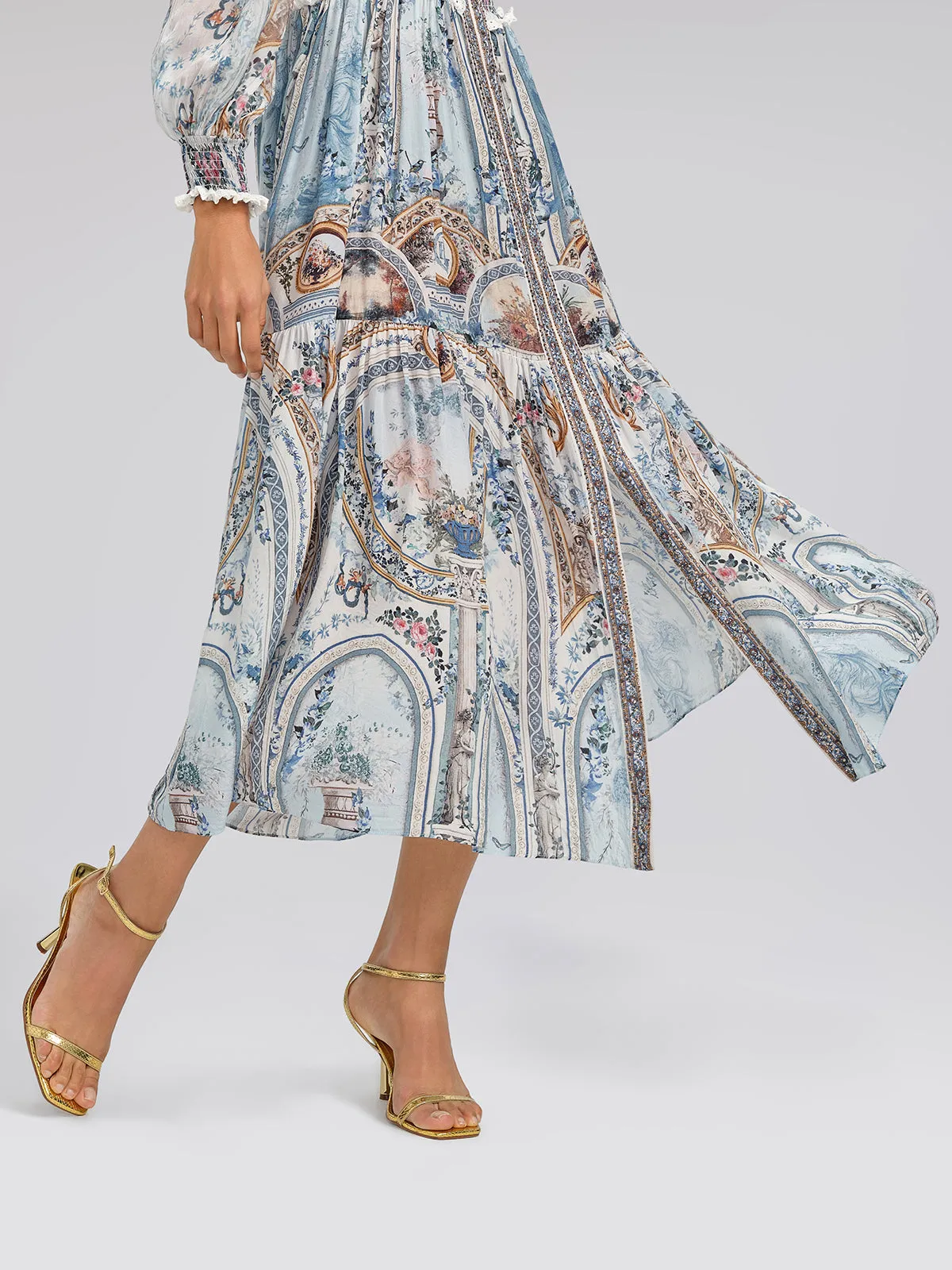 Silk Printed Rhinestones Elastic Waist Dress (Belt Not Included) sold by Rich Radi Q's product image thumbnail 5