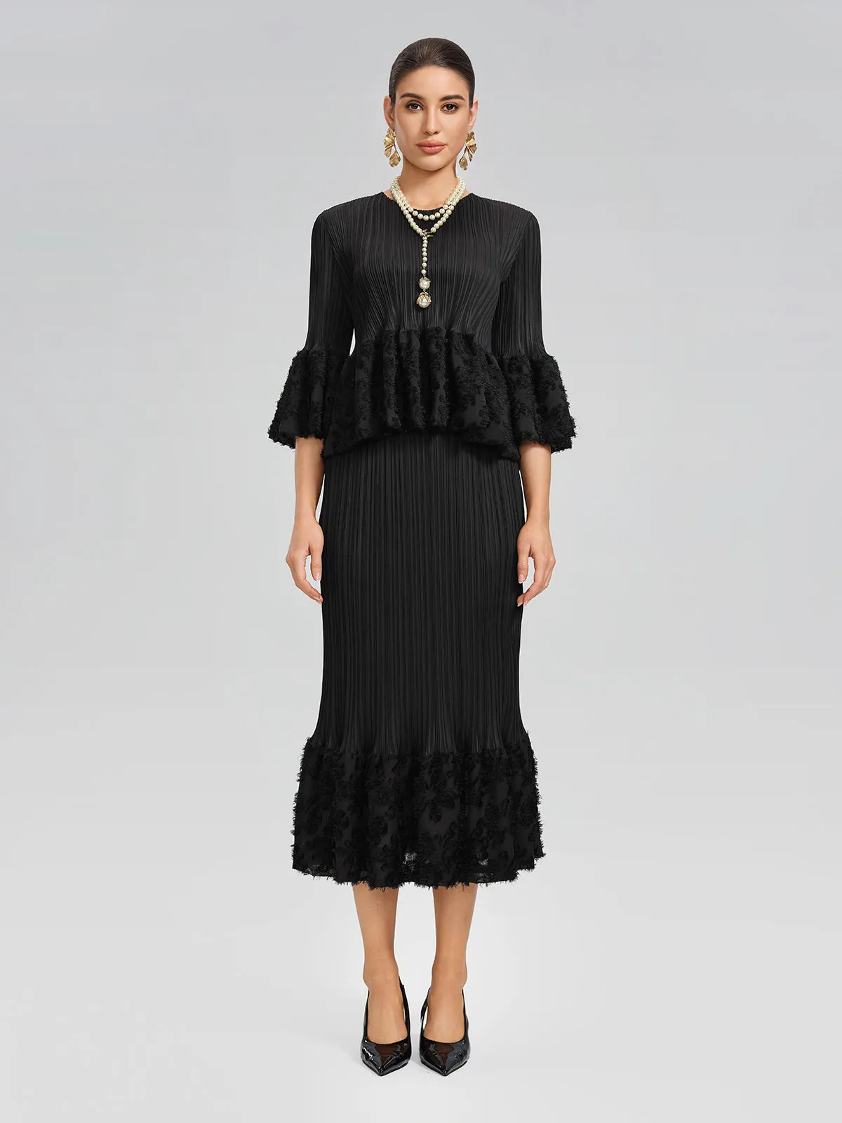 Pleated Bell-Sleeve Stretch Set sold by Rich Radi Q's product image thumbnail 2
