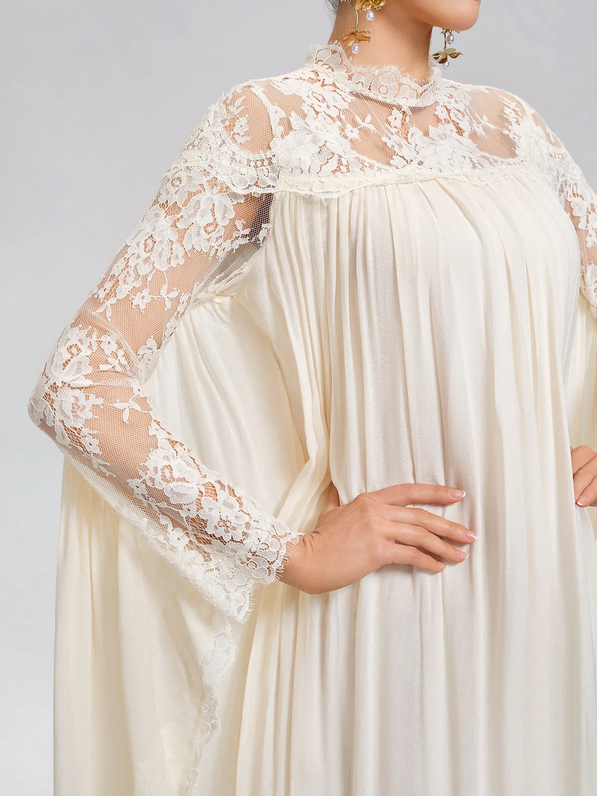 100% Tasar Silk Lace-Panel Dress (Waist Tie Included) sold by Rich Radi Q's product image thumbnail 4