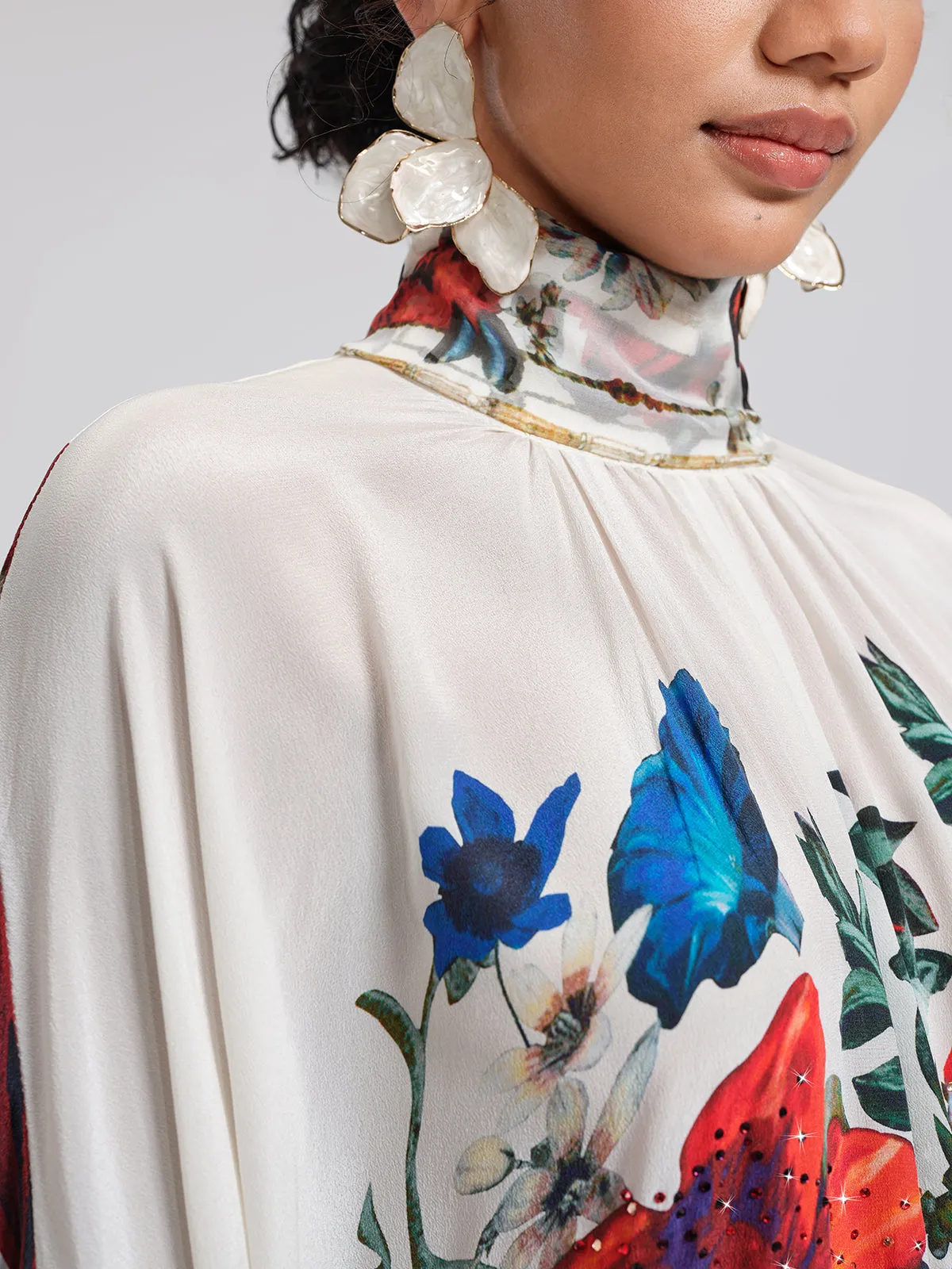 100% Silk Batwing-Sleeve Printed Dress sold by Rich Radi Q's product image thumbnail 4