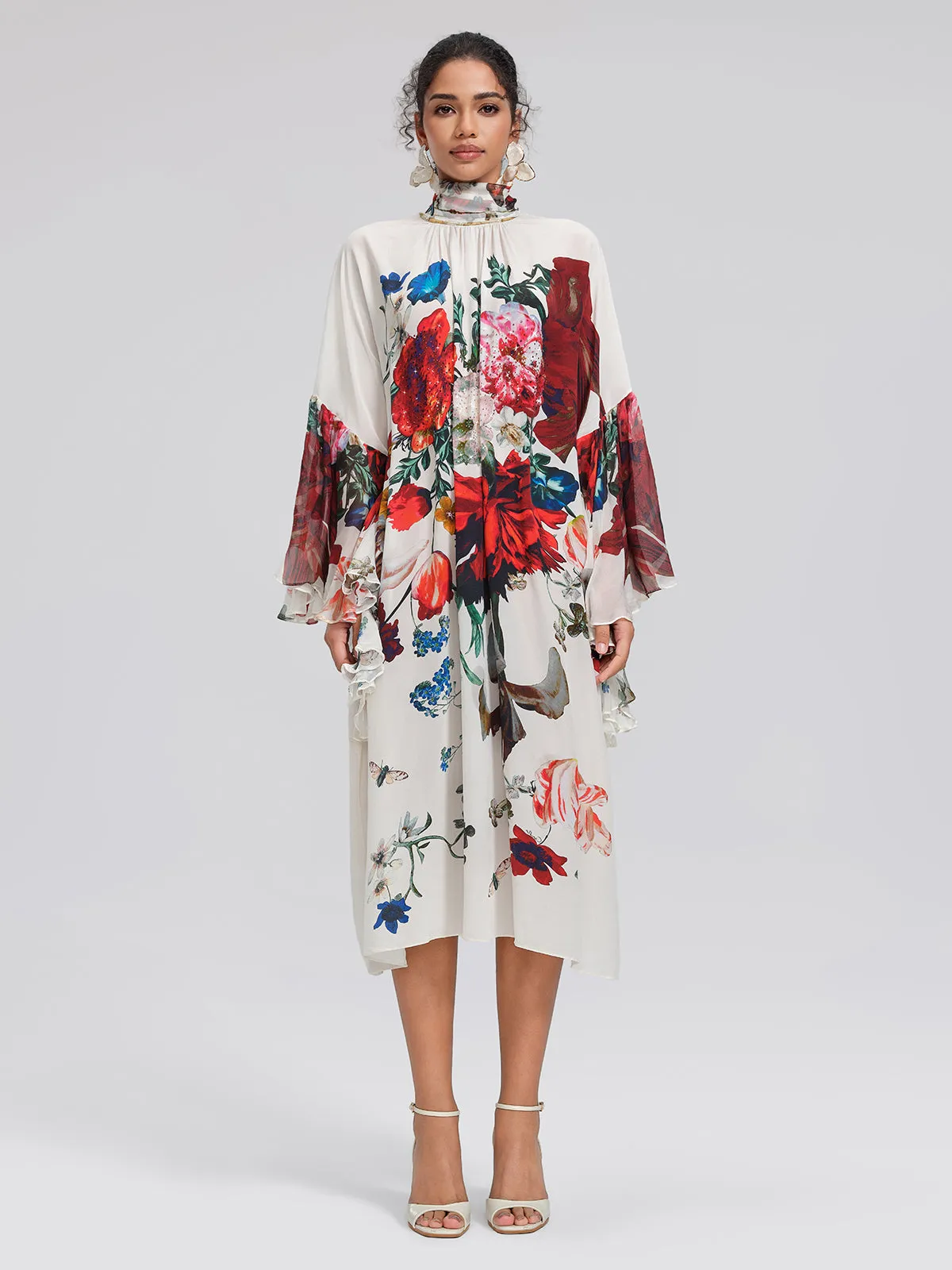 100% Silk Batwing-Sleeve Printed Dress sold by Rich Radi Q's product image thumbnail 2