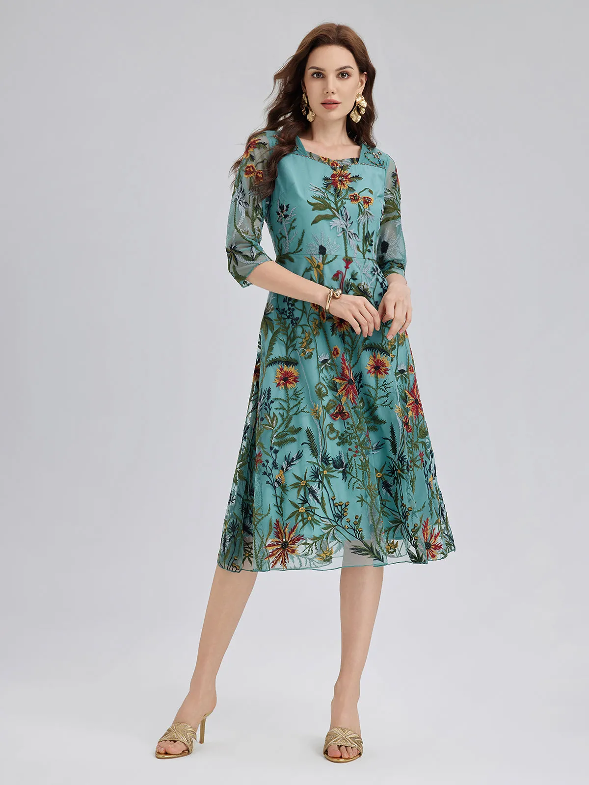 Hand-Beaded Floral Embroidered Dress sold by Rich Radi Q's product image thumbnail 2