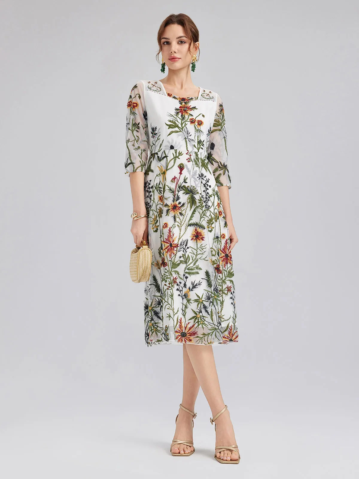 Hand-Beaded Floral Embroidered Dress sold by Rich Radi Q's product image thumbnail 3