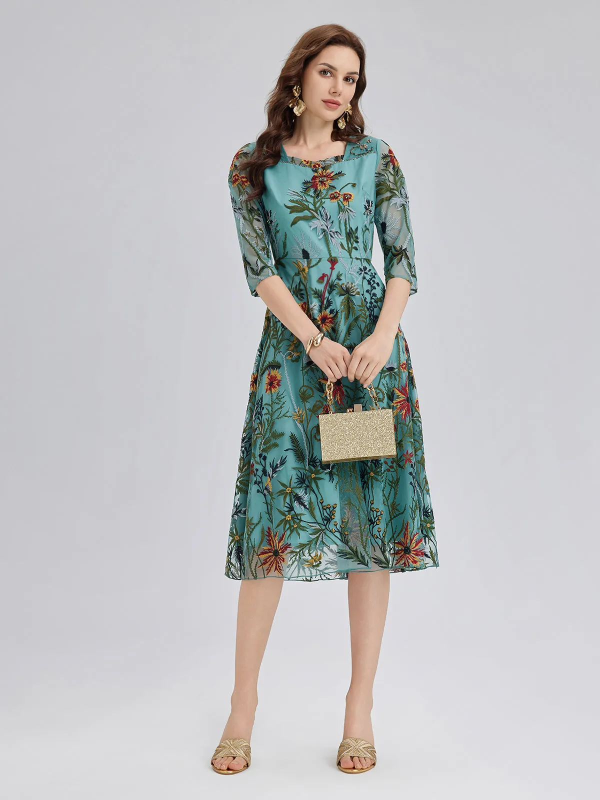 Hand-Beaded Floral Embroidered Dress sold by Rich Radi Q's