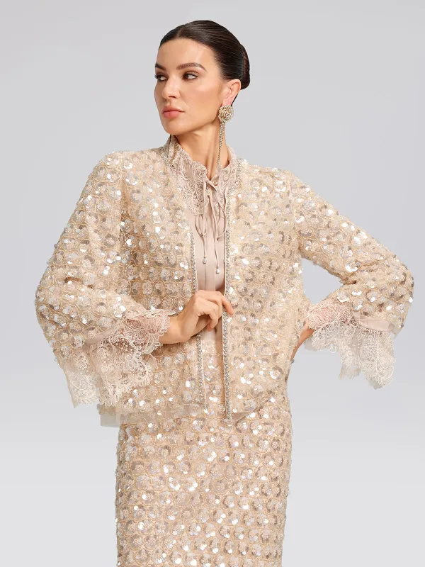 Art Floral Sequin Hand-Beaded Cardigan sold by Rich Radi Q's