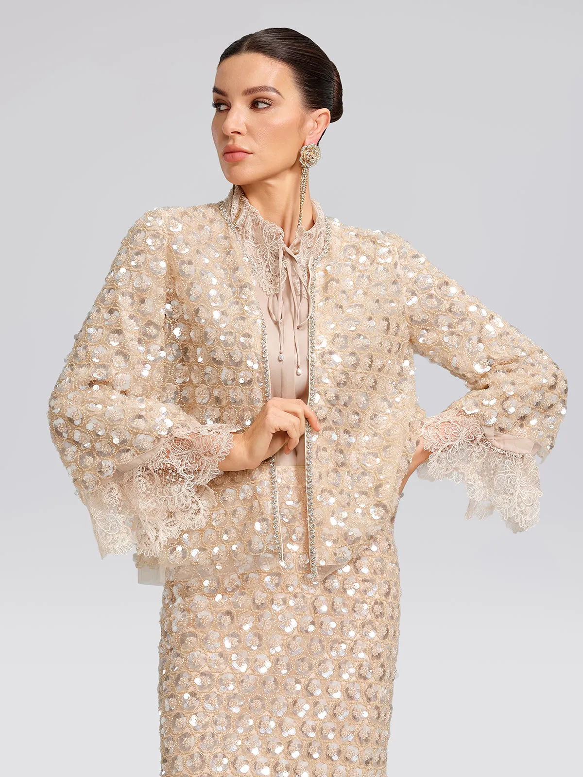 Art Floral Sequin Hand-Beaded Cardigan sold by Rich Radi Q's